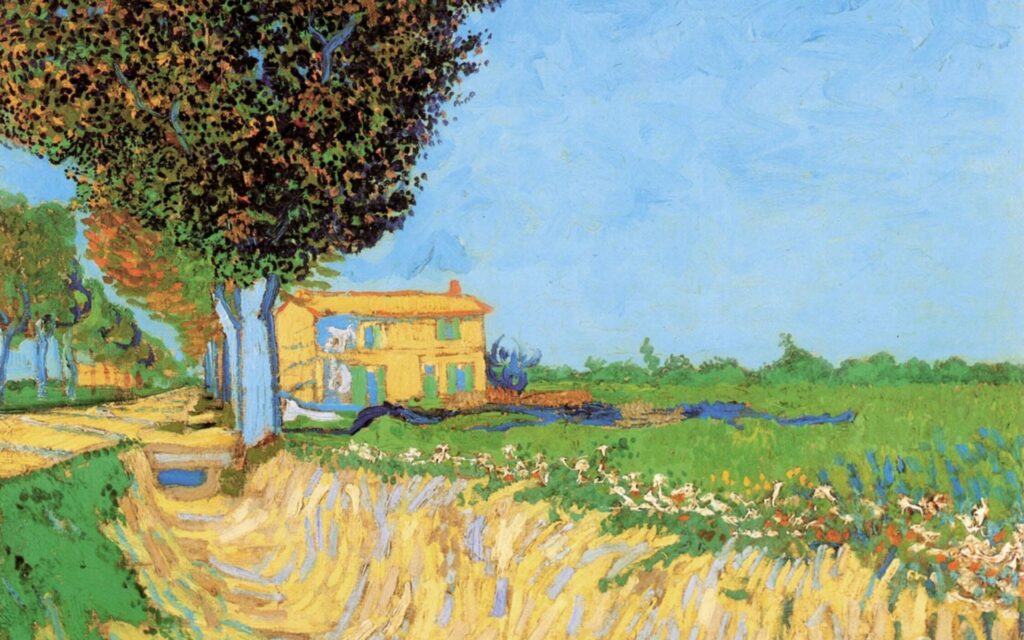 Bannière en fond de texte représentant un tableau de Van Gogh.
